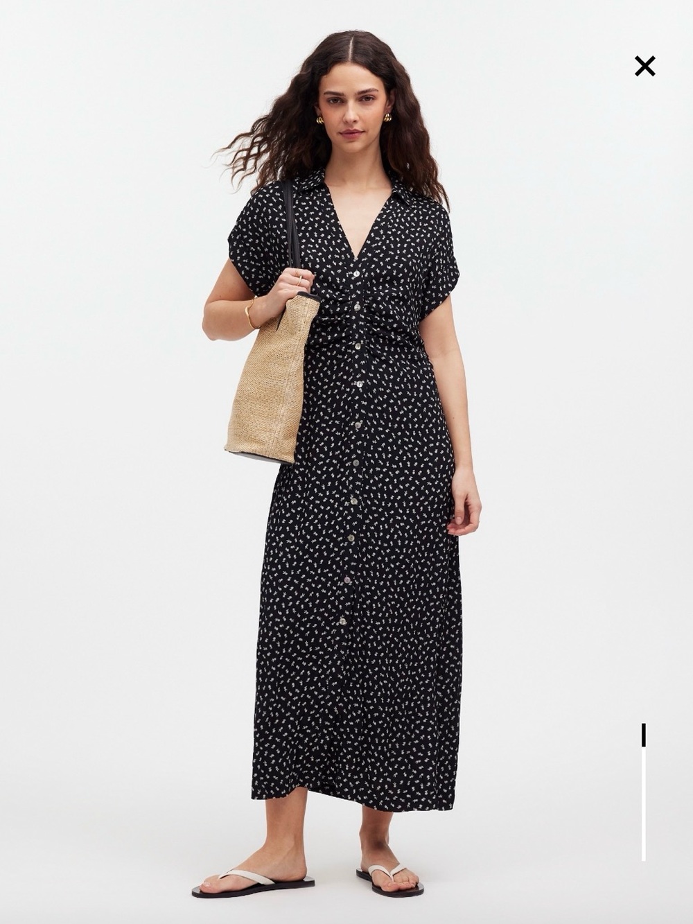 Madewell Button-Front Midi Shirtdress in Floral